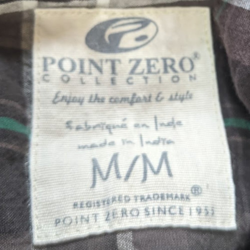 --- Point Zero Black Gray Plaid Cotton Shirt Size Medium - Picture 3 of 4